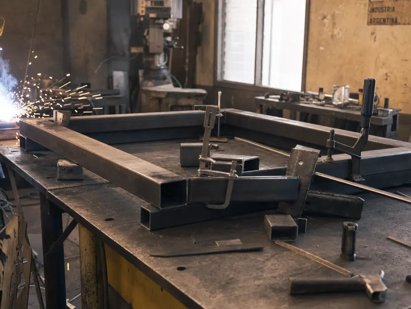 Taller metalúrgico durante la fabricación de una estructura